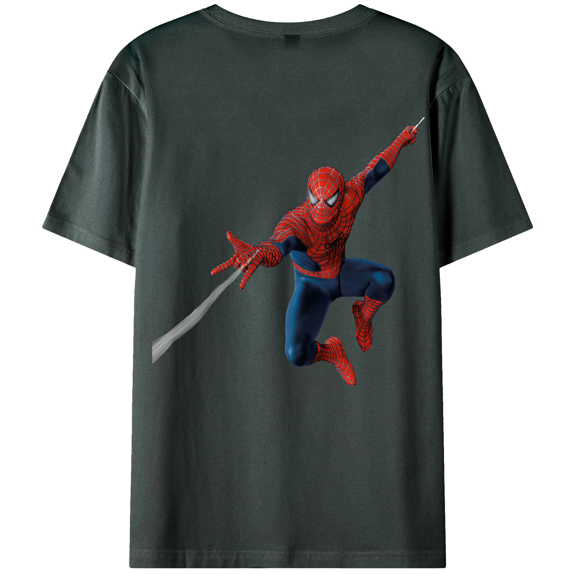 （画像用） Spider Man スパイダーマン 綿100％ メンズ半袖Tシャツ（バックプリント） 通気性